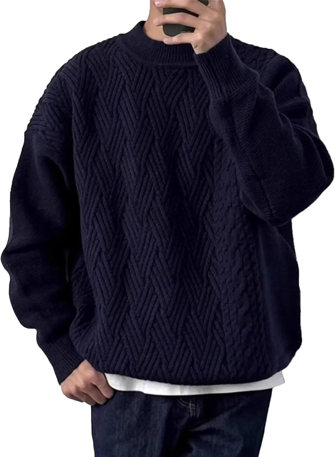 

Мужской повседневный свитер с фактурной вязкой