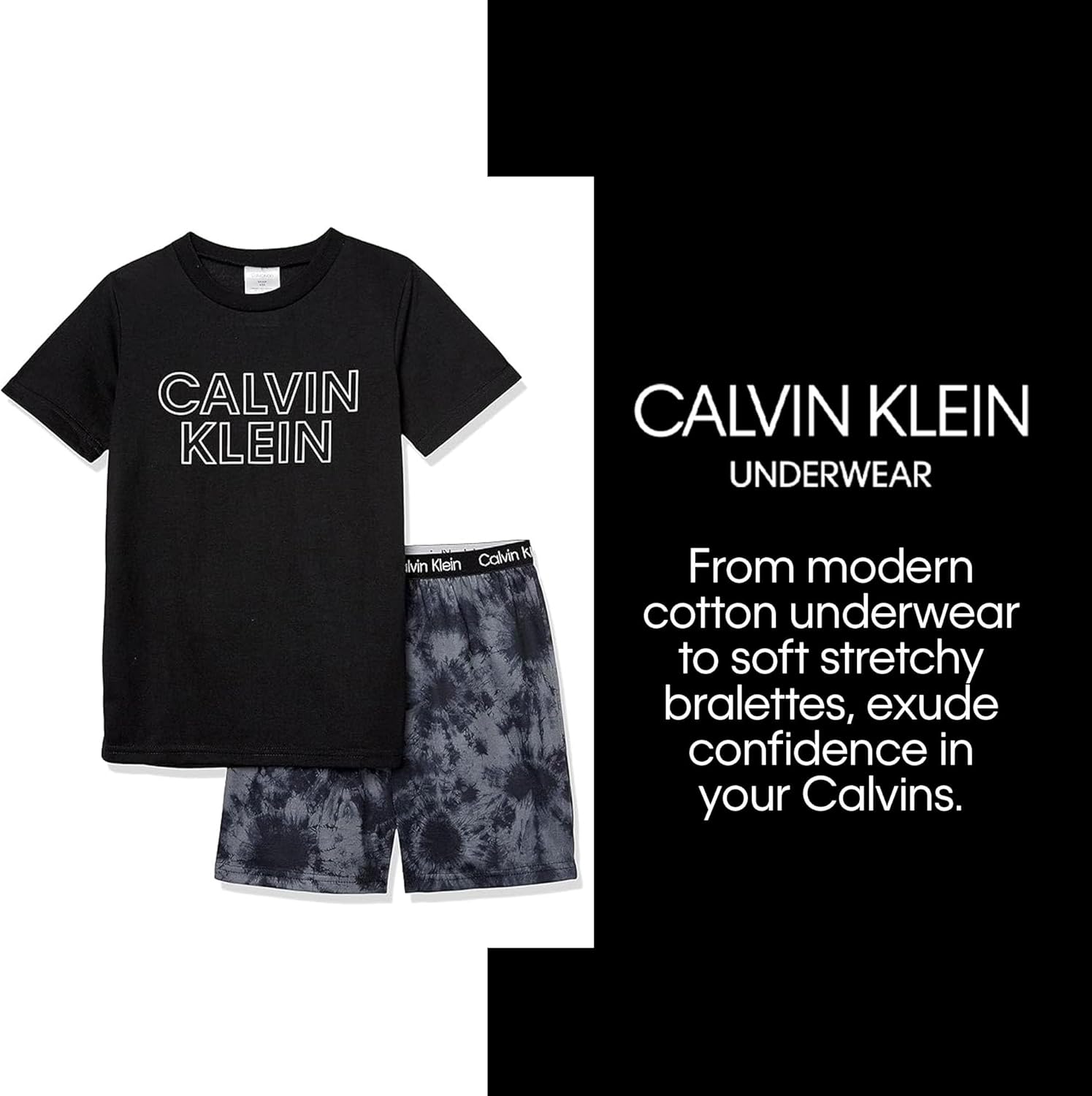 Пижамный комплект Calvin Klein для мальчиков, состоящий из двух частей: верха и низа, Pine, Ck Green Gray Logo — фото 4