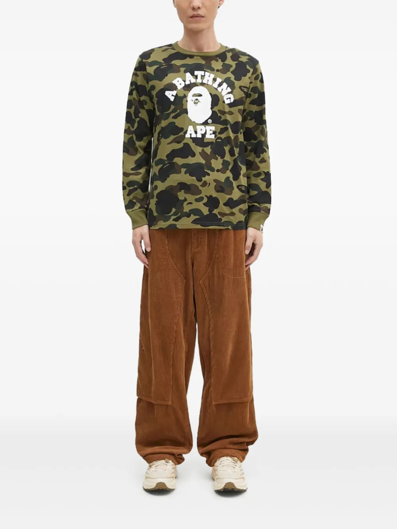 

Футболка с длинными рукавами и камуфляжным принтом логотипа BATHING APE A Bathing Ape, зеленый