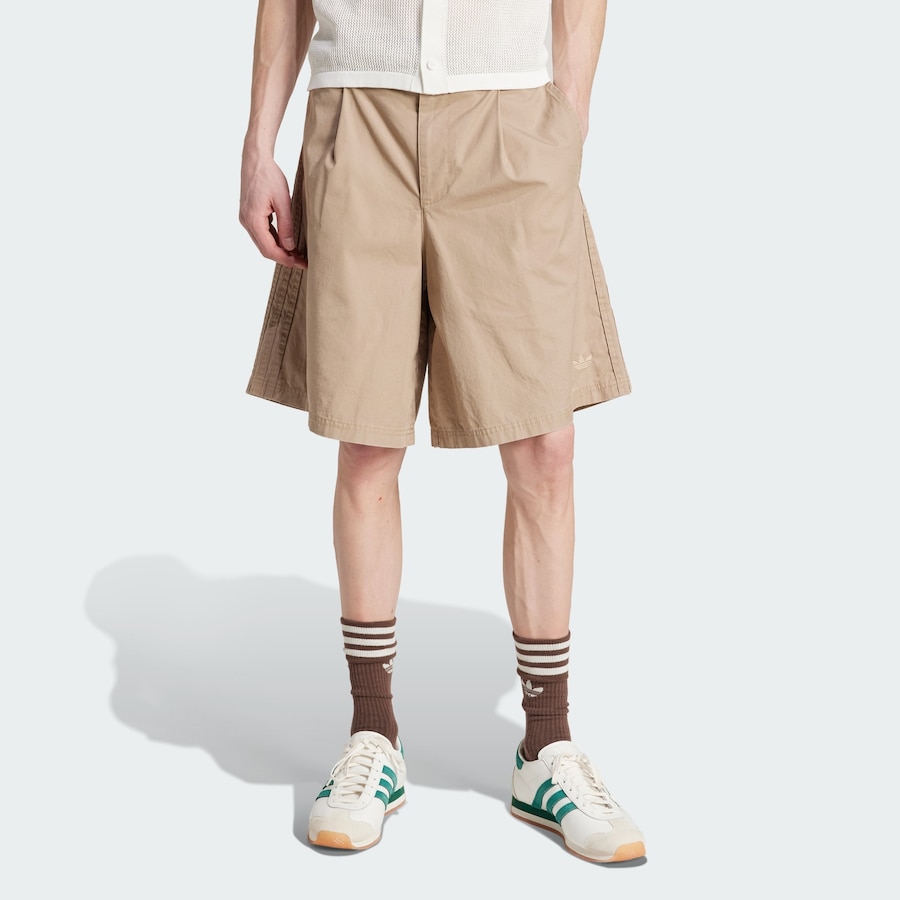 Широкие брюки со складками спереди ADIDAS ORIGINALS Wide Leg Bermuda, бежевый — фото 2