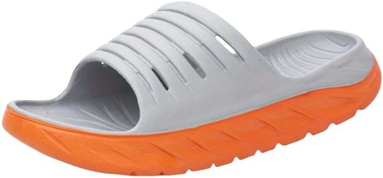 

Мужские шлепанцы HoaloX быстросохнущие, легкие и нескользящие, с открытым носком для дома, улицы, пляжа и душа, весна и лето, оранжевый/серый