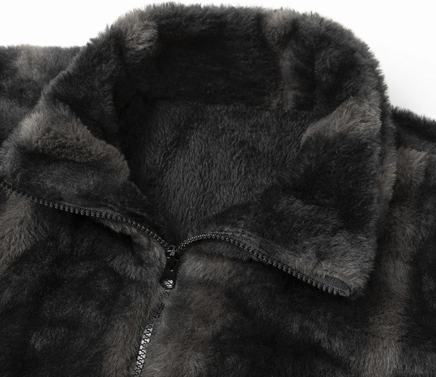 Искусственный меховой пуховик для мужчин Plus Size на молнии, длинный зимний пуховик из искусственного меха с длинными рукавами, теплый уютный модный пуховик с карманами Generic, черный — фото 3