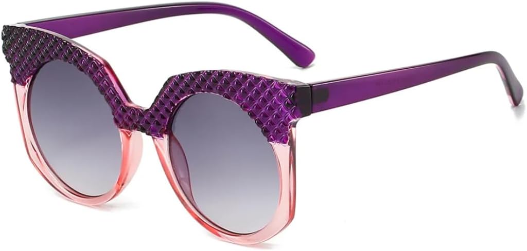 

Модные солнцезащитные очки большого размера для женщин, ретро-круглые солнцезащитные очки с защитой от УФ-излучения UV400 для мужчин, солнцезащитные очки с градиентным покрытием TVTBBVV, Purple Gray