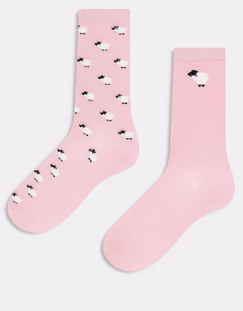 

Носки & Other Stories, 2 пары, с 3D-изображением овец, розового цвета