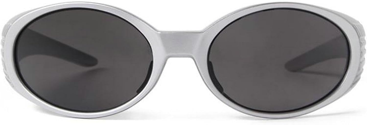 

Женские панк-спортивные солнцезащитные очки 2025 года, роскошный дизайн в стиле Y2K, винтажные овальные солнцезащитные очки для женщин, обтекаемые солнцезащитные очки-маски mincl, Silver Black