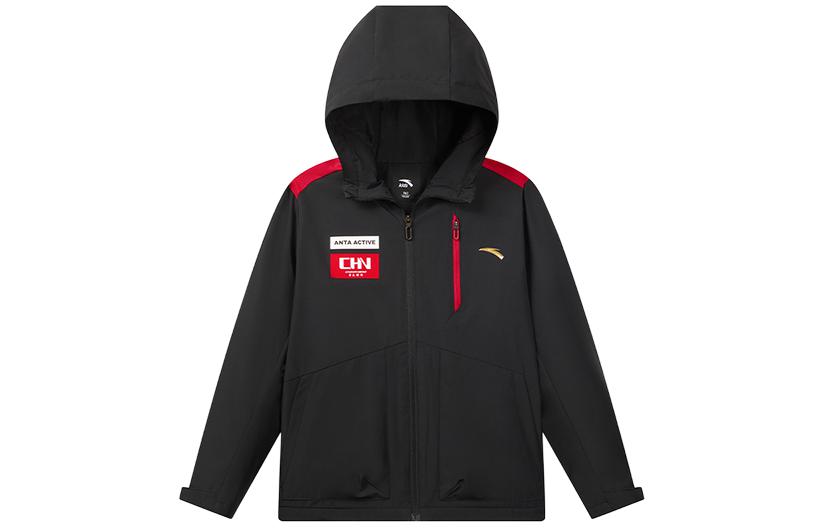 

Детская куртка с капюшоном, средней жесткости Anta, 【polar fleece】dream черный-3