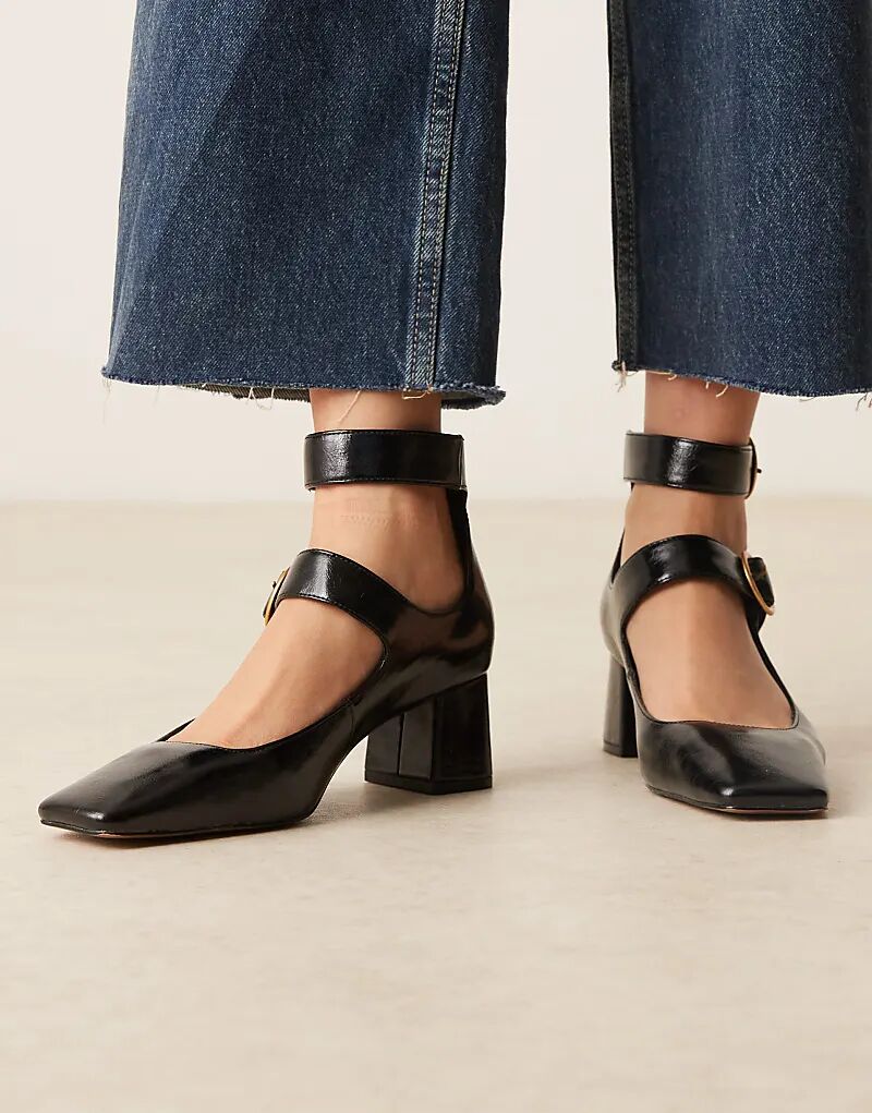 Туфли Sasha с двумя пряжками на среднем каблуке, черные, ASOS DESIGN