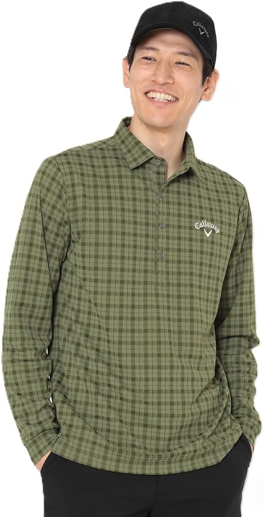 

Мужская рубашка-поло Callaway C25233108 с длинным рукавом, защита от УФ-излучения, клетчатый жаккардовый узор, ретро, стильная, для гольфа, хаки