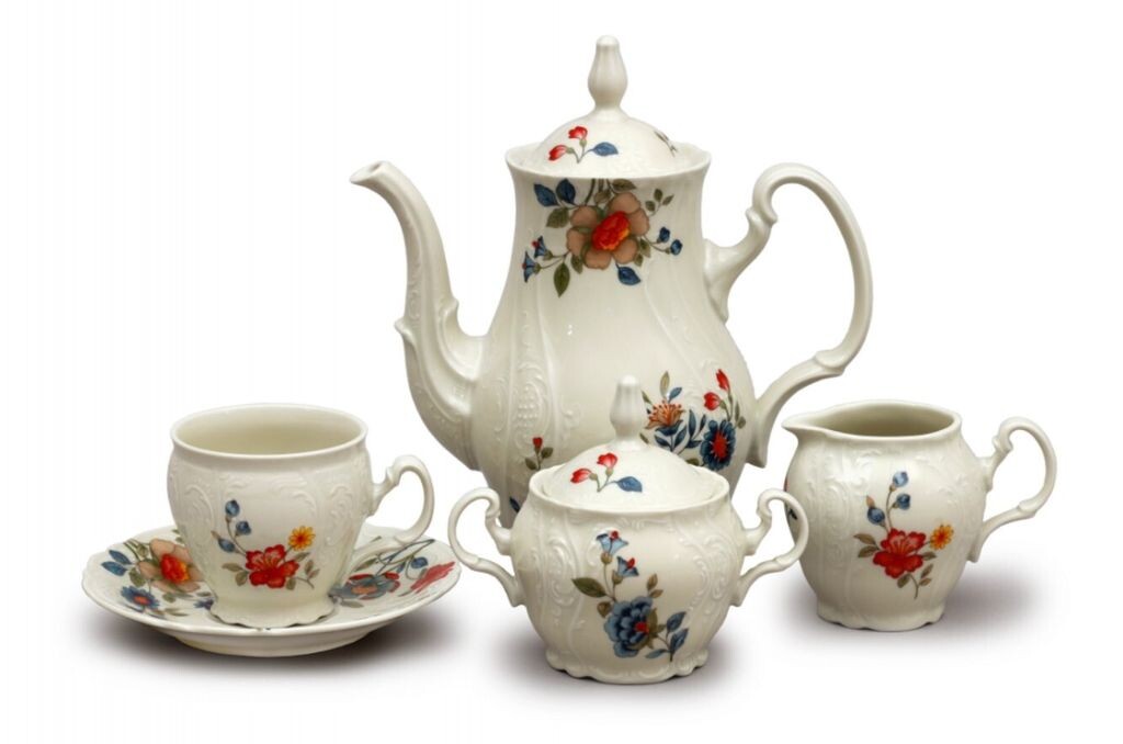 

Тун 1794 Бернадот, кофейный сервиз, слоновая кость, цветы, Тун, 15 д Thun 1794