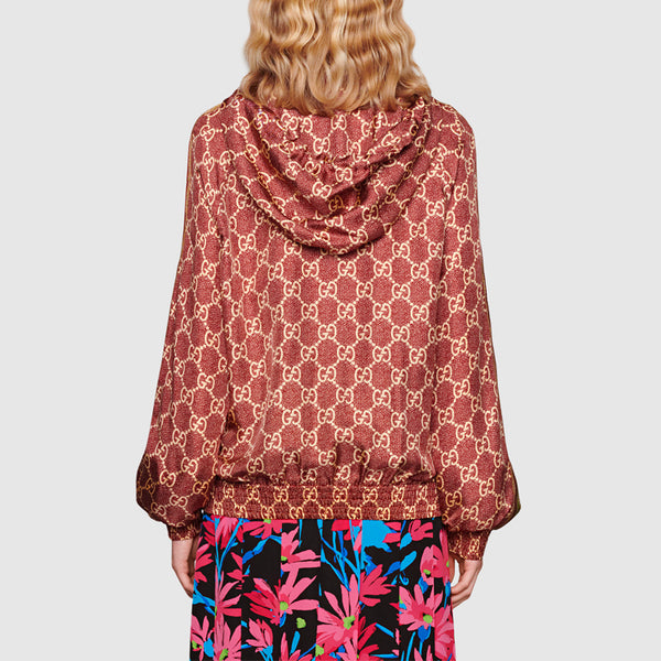 Куртка gg supreme print silk jacket 'sweet berries rose' Gucci, красный — фото 3