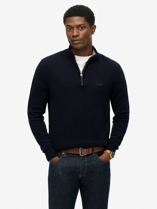 

Полу-зип свитер из шерстяной смеси Superdry, Charred Navy Marl