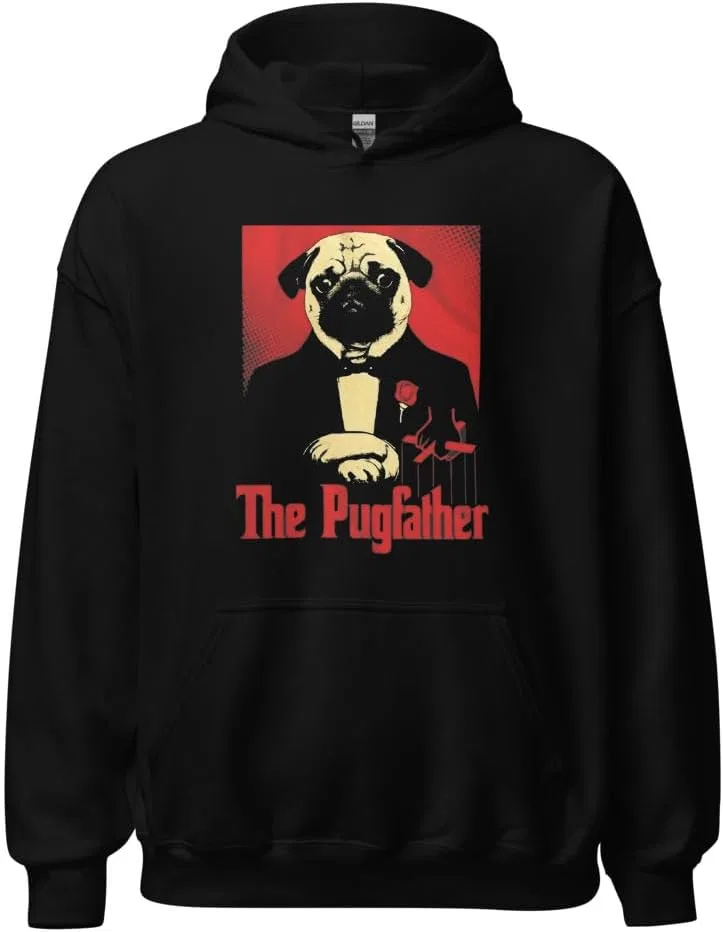 Худи «Pugfather» – забавная толстовка с изображением собаки для любителей животных
