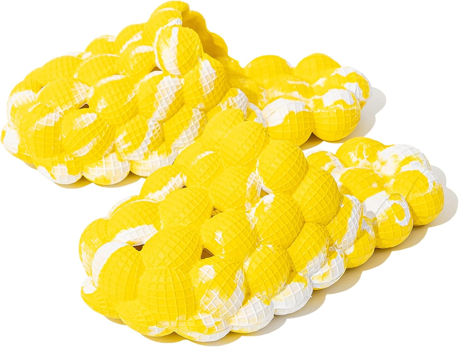 

PLOVELXN Шлепанцы-тапочки, забавные массажные тапочки-шлепанцы для женщин, нескользящие спа-сандалии, шлепанцы для мужчин, мягкие шлепанцы-подушки для снятия стресса, унисекс, белый/желтый