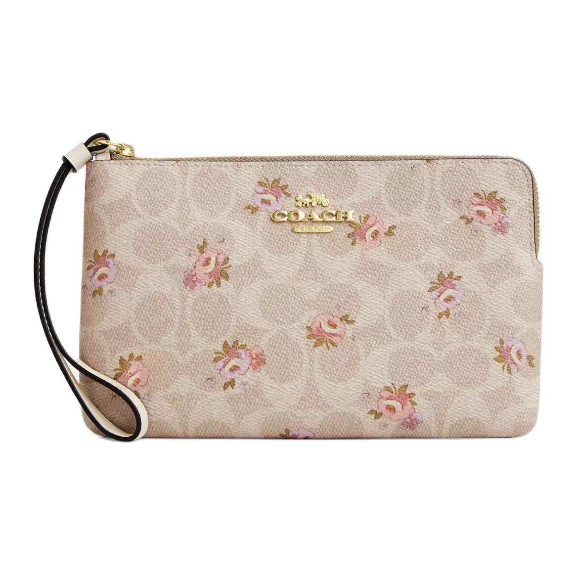 

COACH Угловая молния с покрытием из холста клатч