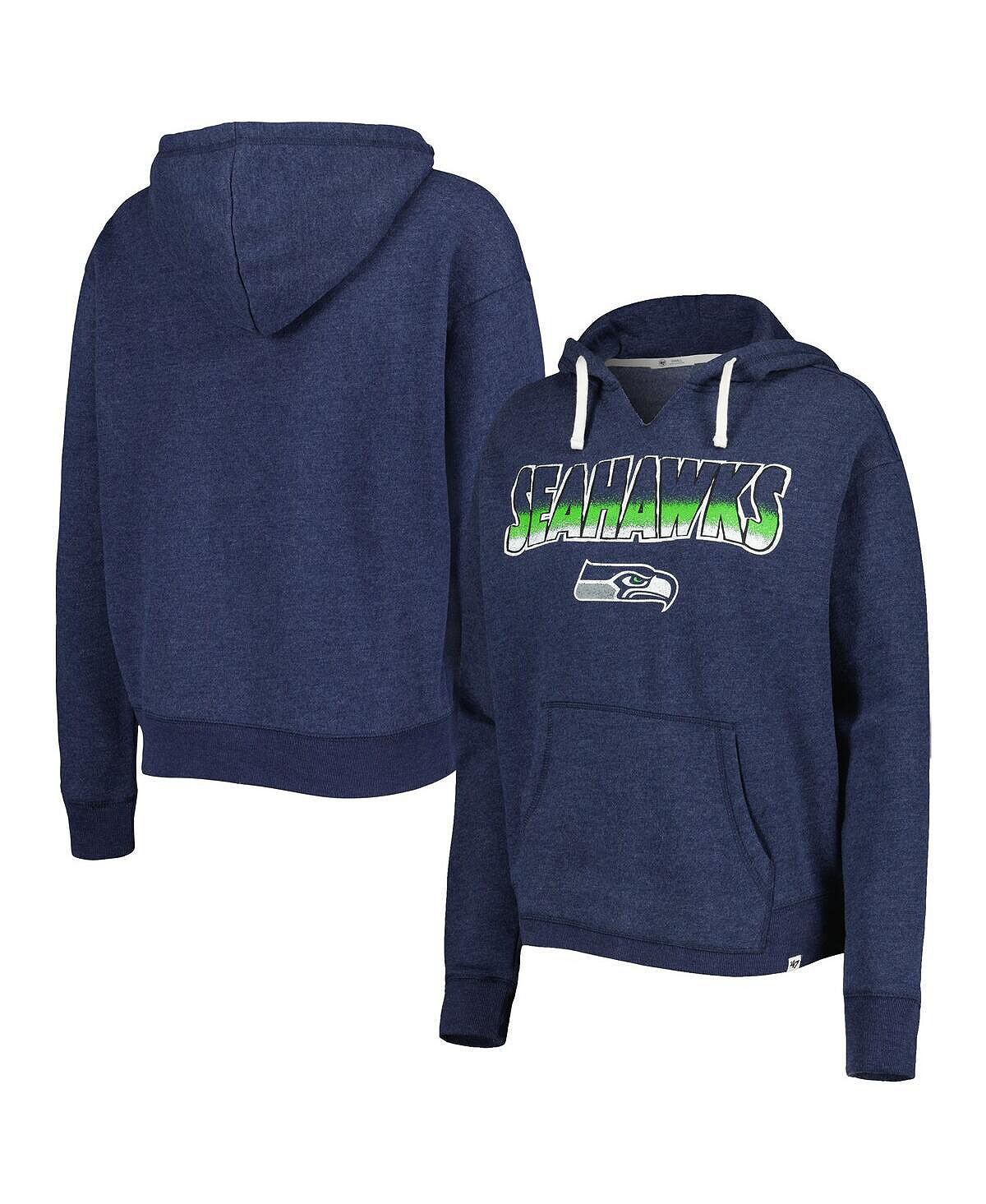 

Женский темно-синий пуловер с капюшоном Kennedy Notch Neck Seattle Seahawks Color Rise '47 Brand, темно-синий