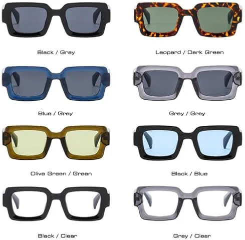 

Женские солнцезащитные очки 2027 Square, модные сине-зеленые оттенки, защита от УФ-излучения UV400, мужские очки с прозрачными линзами MTZJH, Leopard Dark Green