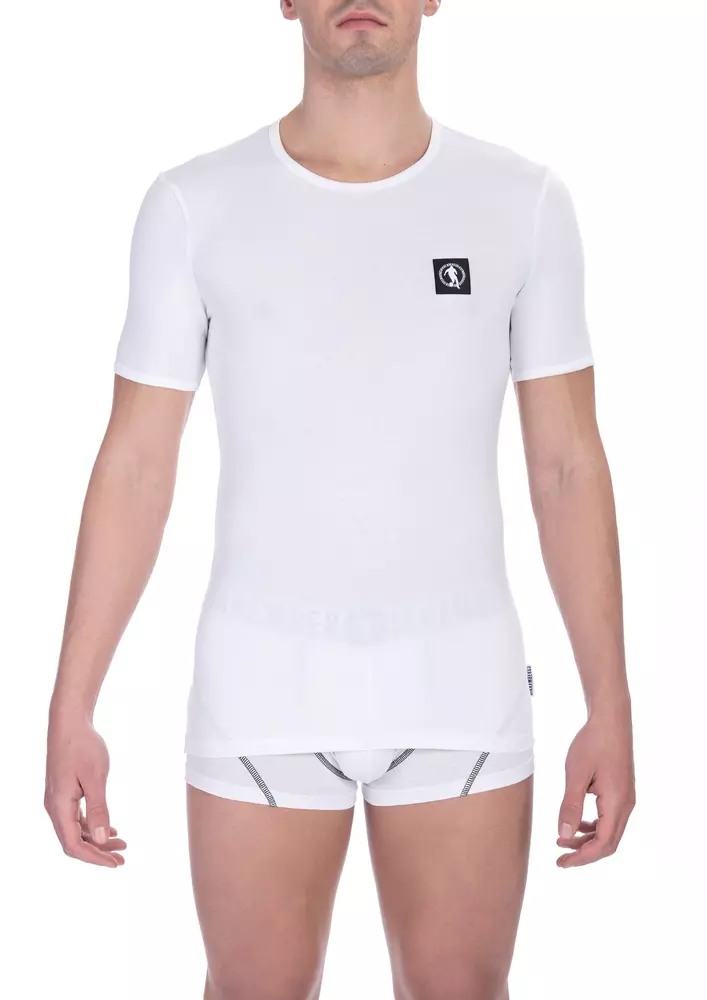 

Белая хлопковая мужская футболка Bikkembergs