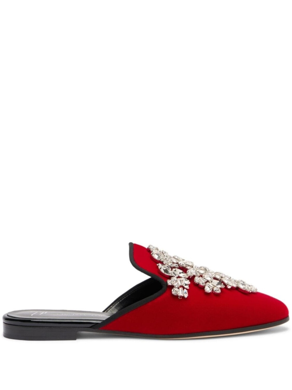 Giuseppe Zanotti бархатные мюли Elsa с кристаллами, красный