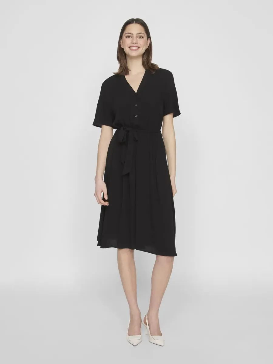 

Платье-рубашка Vila "VIMOASHLY S/S MIDI DRESS - NOOS", цвет Black Beauty