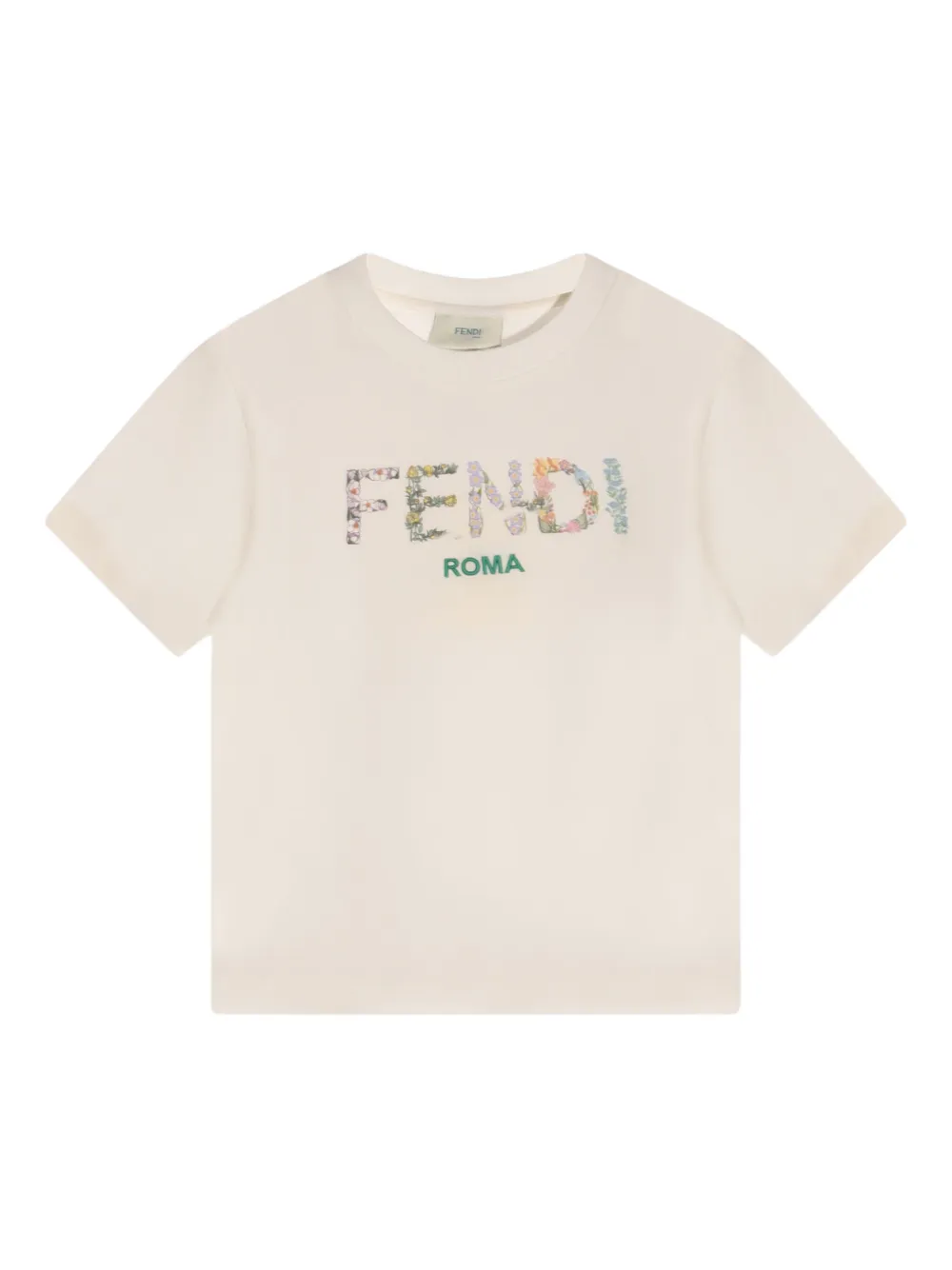 

Футболка с цветочным логотипом Fendi Kids, нейтральный