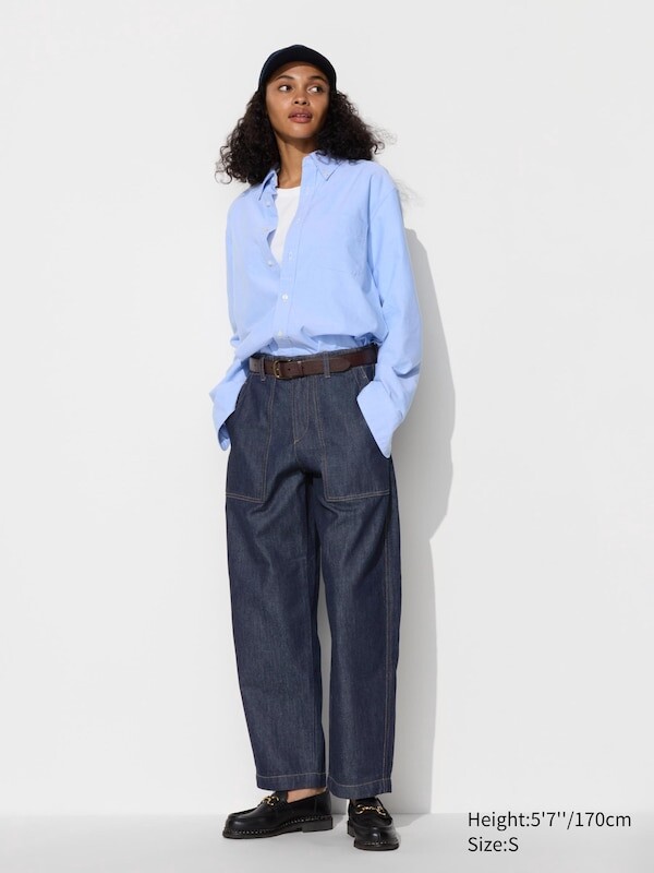 

Брюки baker с изогнутыми краями джинсовые Uniqlo, синий