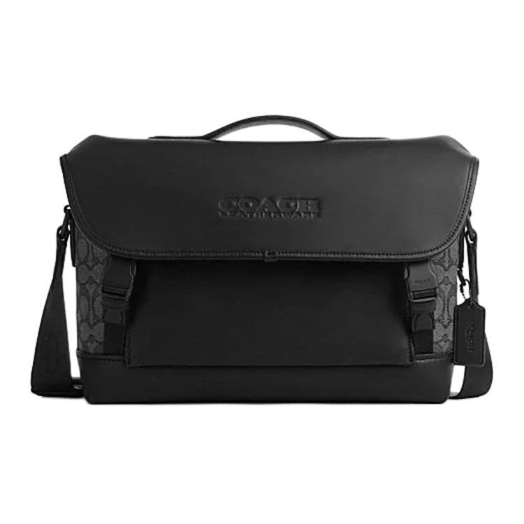 

COACH Кожаная сумка через плечо с тканевой вставкой