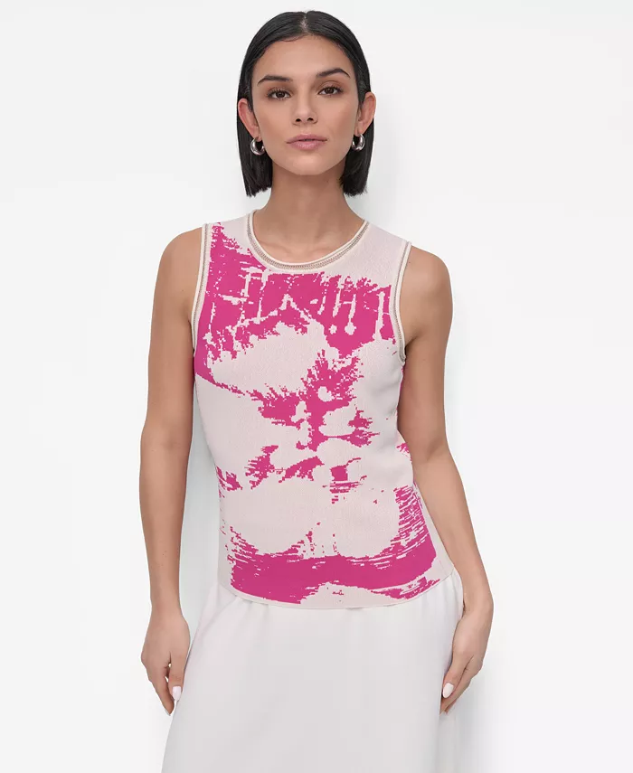 

Женский цветочный свитер-майка DKNY, розовый