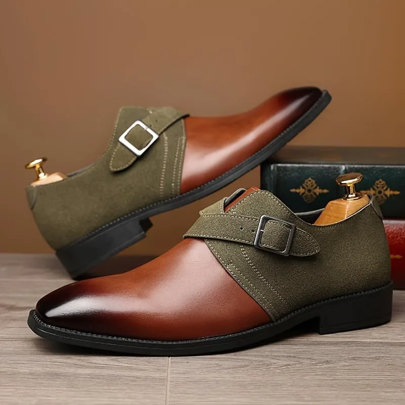 Men's Fashionable Leather Shoes - Casual and Versatile, Suitable for Business wear, Available in Large Sizes Fusecottc, коричневый — фото 3