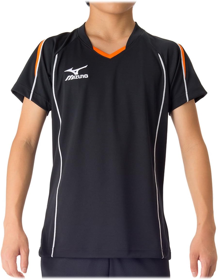 

Волейбольная футболка Mizuno V2MA6087, тренировочная футболка, короткий рукав, впитывает пот, быстро сохнет, сухая, облегающий крой, унисекс, черный/оранжевый