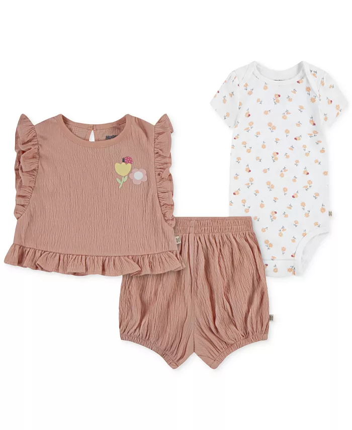 

Комплект для девочек: боди, топ и шорты, 3 предмета Huggies, оранжевый