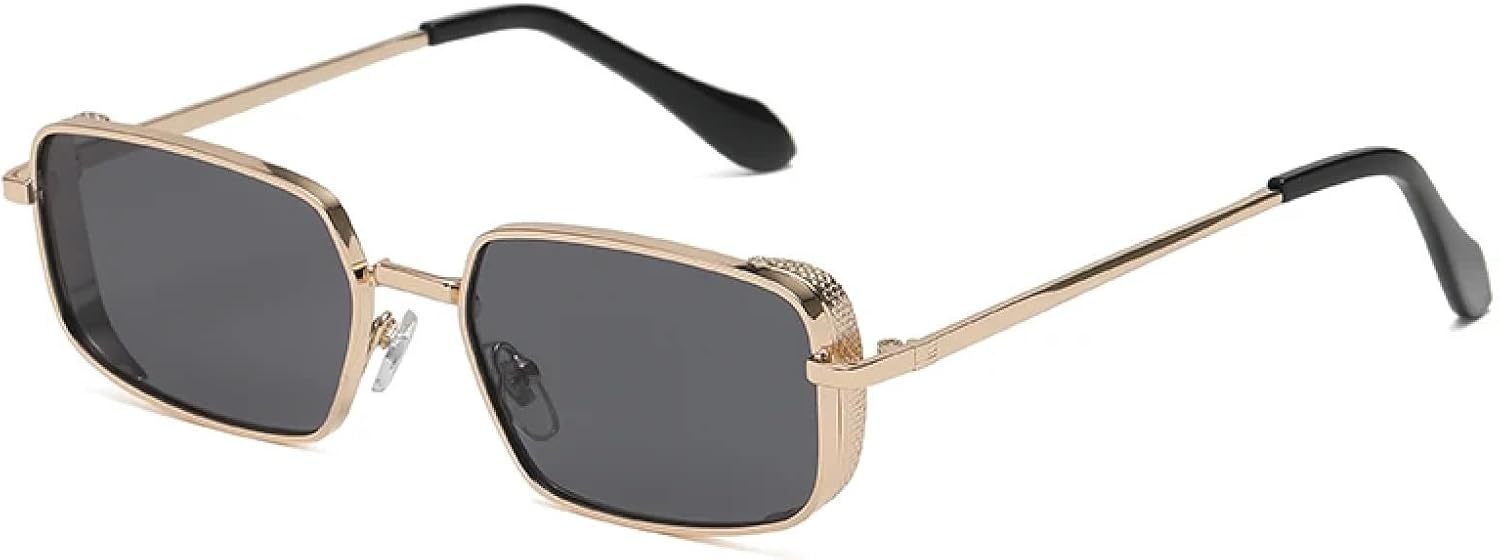 

Солнцезащитные очки с защитой от УФ-излучения UV400 | Маленький панк-стиль | Для женщин и мужчин, для занятий спортом на открытом воздухе и вождения DSVIGF, Gold Black