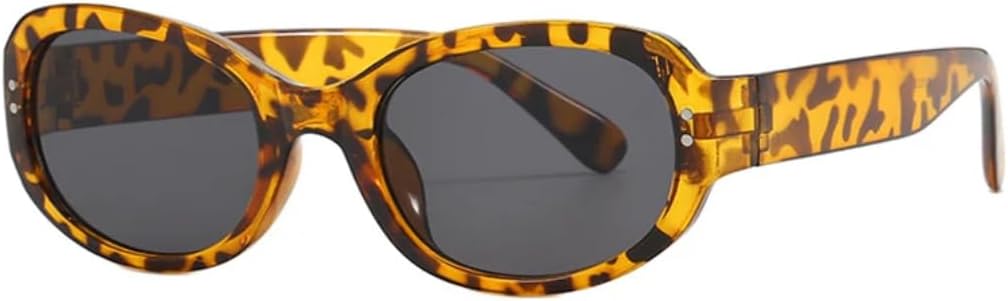 

Солнцезащитные очки с защитой UV400 | Маленькие овальные заклепки, цветные линзы | Для женщин и мужчин, для занятий спортом на открытом воздухе и вождения DSVIGF, Leopard Gray