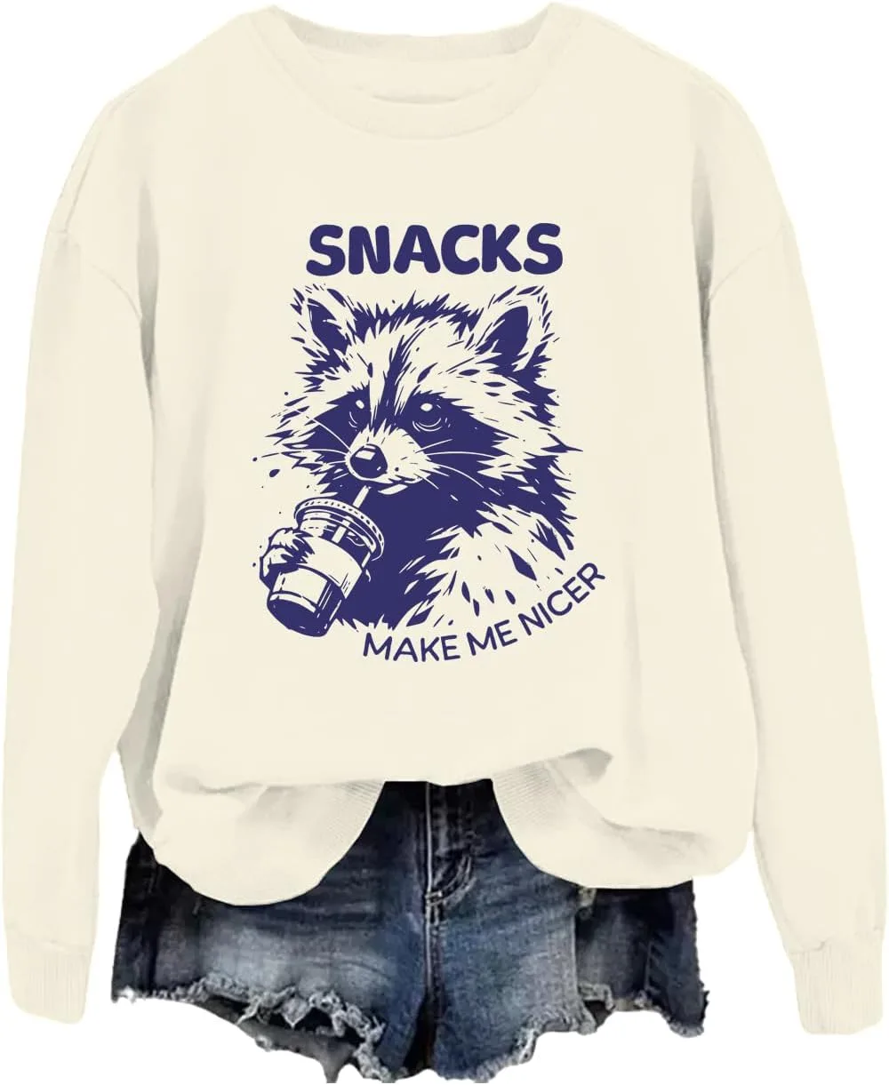 

Толстовка с длинным рукавом Funny Animal Raccoon Snacks Make Me Nicer