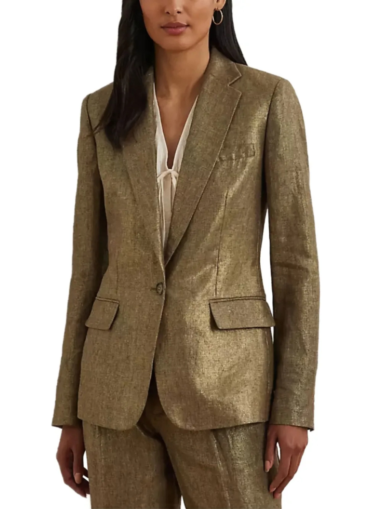 

Металлический приталенный блейзер Lauren Ralph Lauren, зеленый