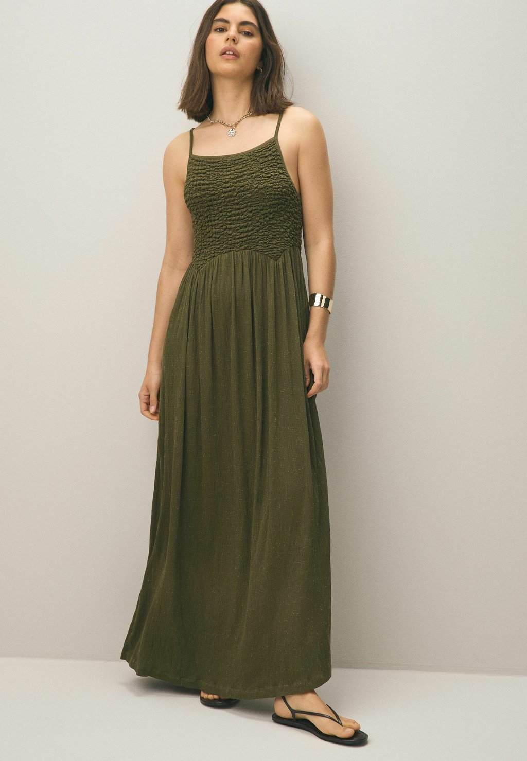 

Платье макси PETITE FIT STRAPPY SHIRRED - Jersey dress Next, зеленый