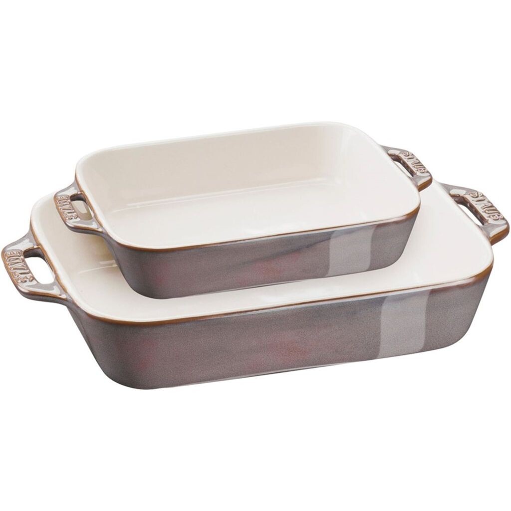 

STAUB Ceramique форма для запекания, форма для запекания, набор форм для запекания, 2 предмета, прямоугольные, античный серый, коричневый