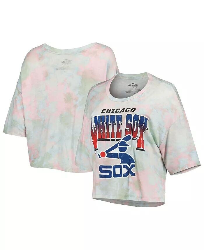 

Женская укороченная футболка Tri-Blend с узором тай-дай Chicago White Sox Cooperstown Collection Majestic