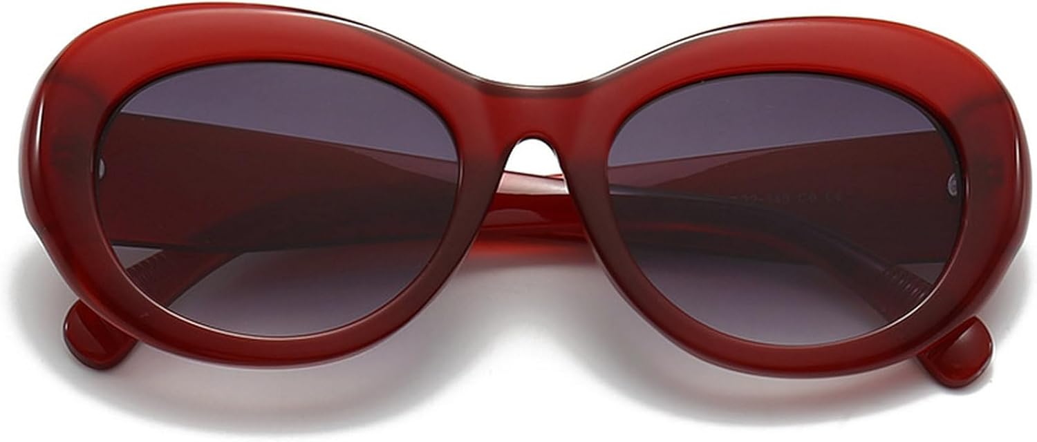 

Винтажные овальные солнцезащитные очки для женщин, модные круглые солнцезащитные очки с защитой от УФ-излучения UV400, модные солнцезащитные очки для мужчин mincl, Red