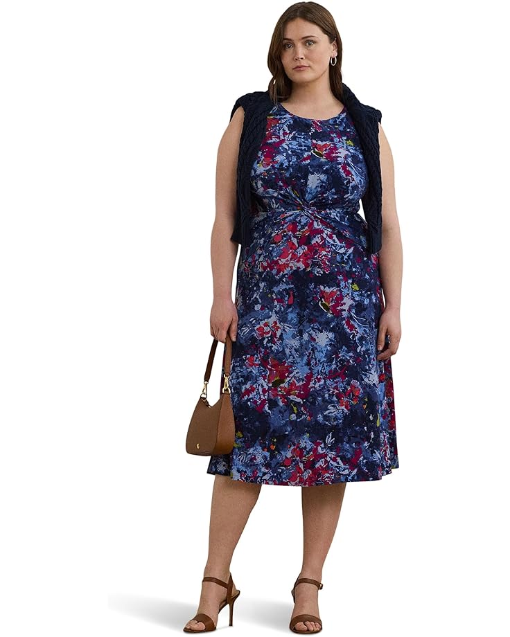 

Платье Lauren Ralph Lauren Plus Size Print Twist-Front Jersey Dress, синий мульти