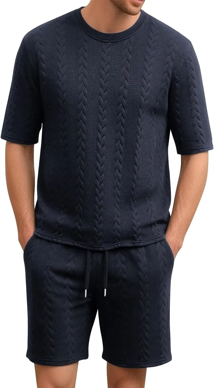 Мужской спортивный костюм из футболки и шорт, Navy