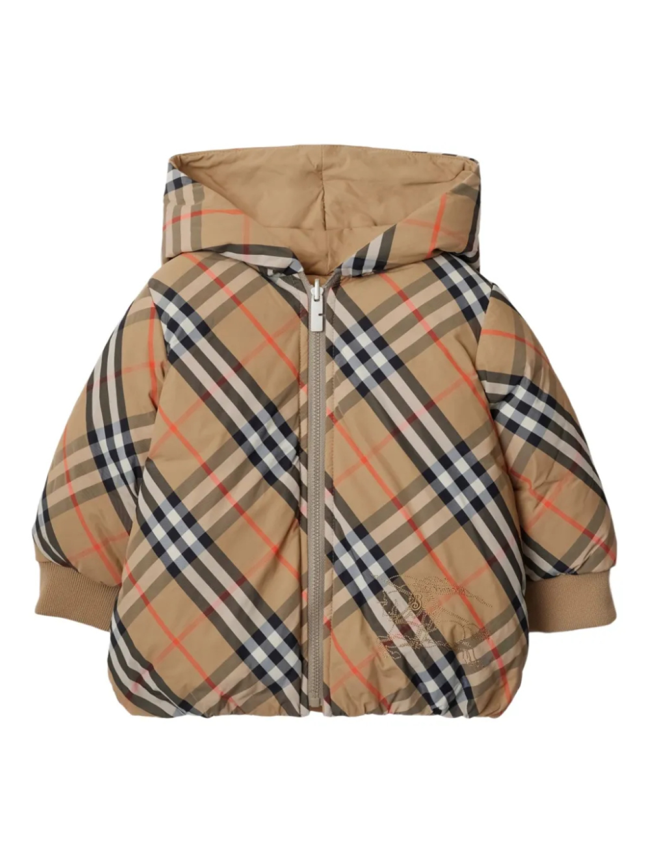 

Burberry Kids двусторонний пуховик в клетку, нейтральный