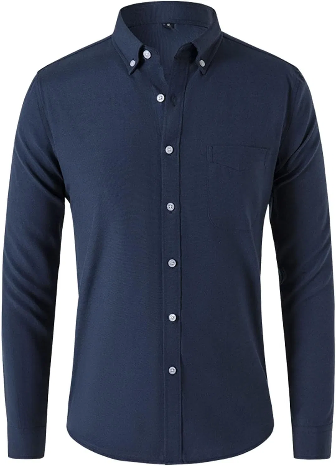 Рубашка, мужская, повседневная, Button-Down, дышащая, темно-синяя