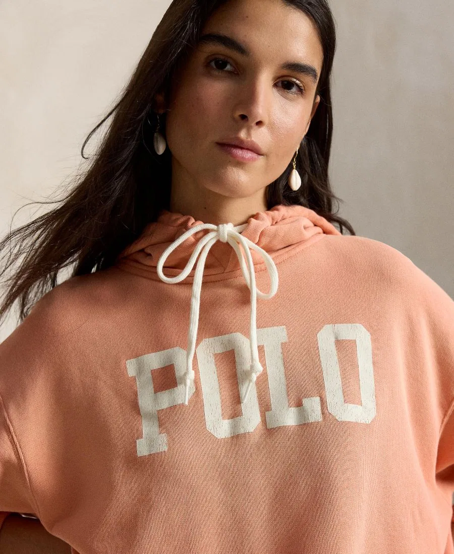 Женская легкая толстовка с круглым вырезом и логотипом Polo Ralph Lauren, коралловый — фото 4
