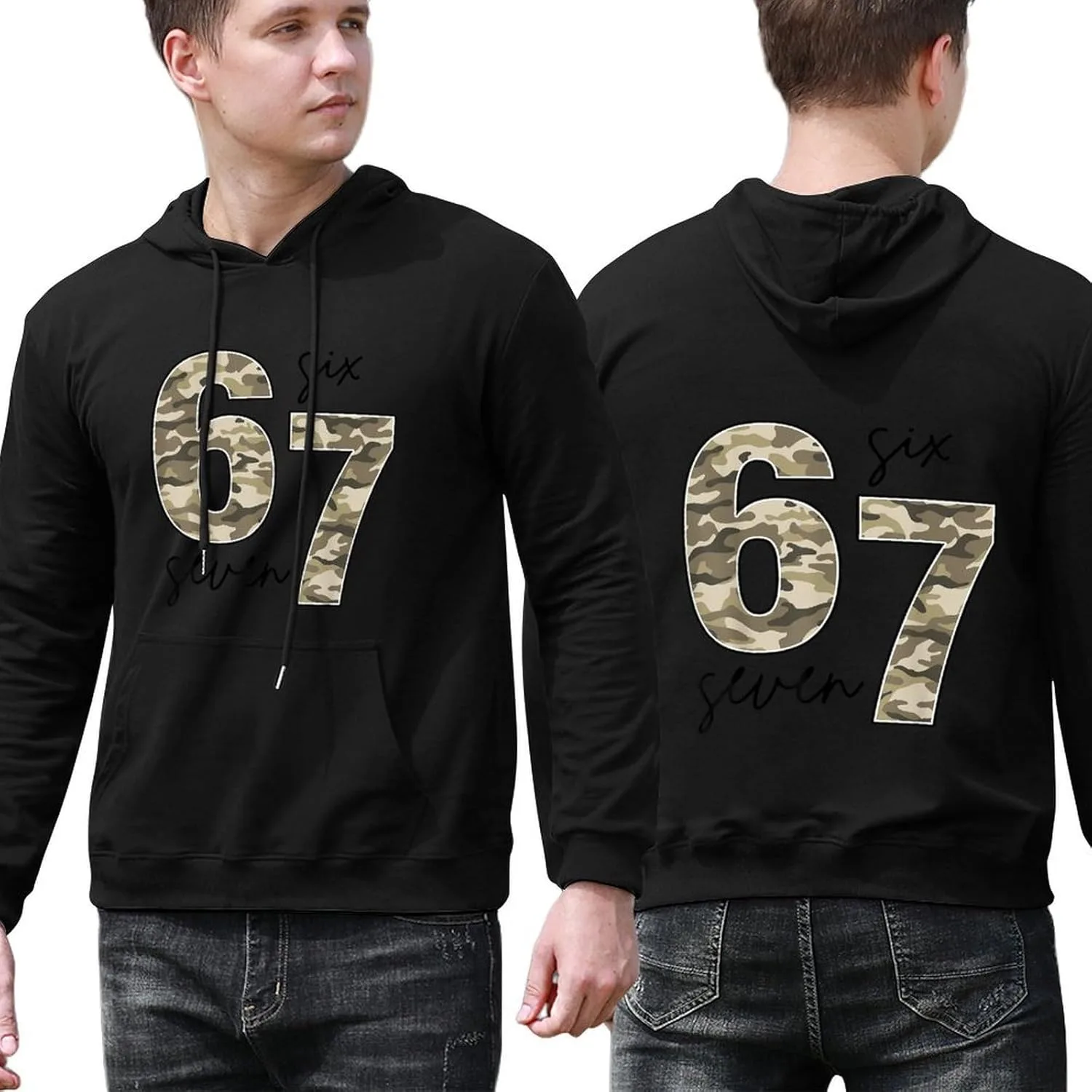 Camo Six Seven 67 Meme Hoodie Soft Vintage Pullover — фото 3