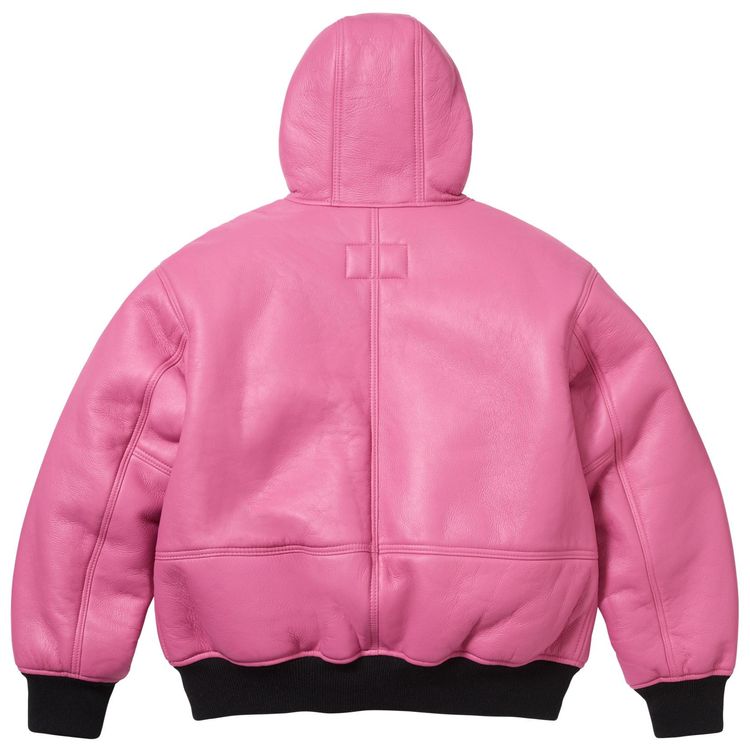Рабочая куртка Supreme x Schott из овчины с капюшоном, розовая — фото 2