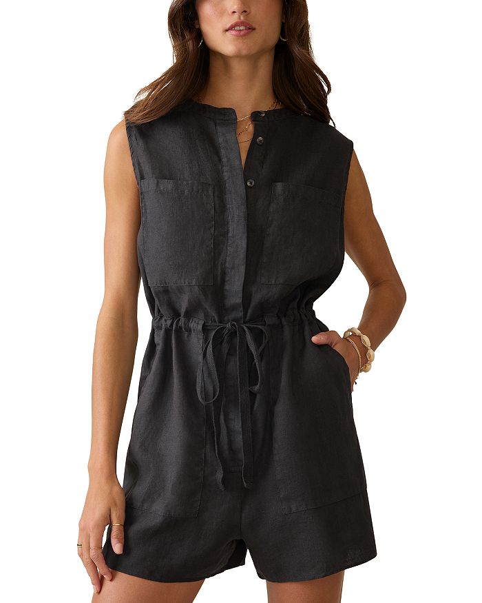 

Ромпер Mia с завязками на талии из льна Faherty, черный