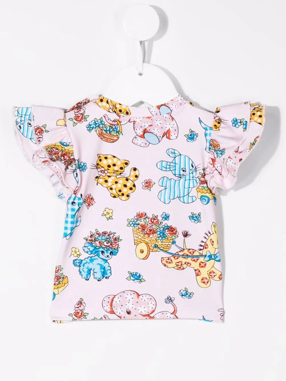 Футболка с оборками и графичным принтом Moschino Kids, розовый — фото 2