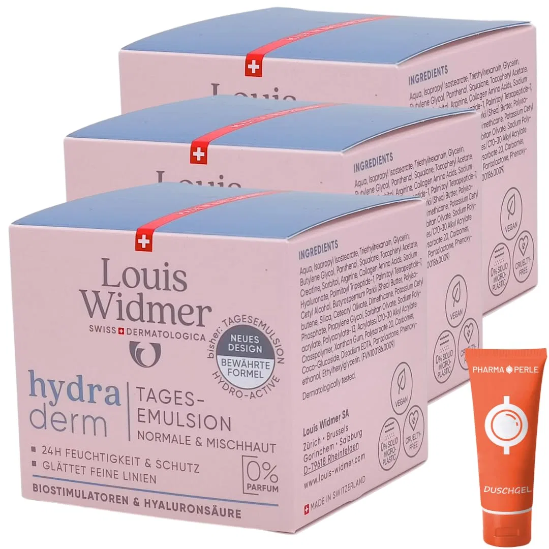 Эмульсия ‎Pharma Perle — Дневная «Hydraderm Unscented» от Louis Widmer, Pharma , 3 X Widmer Daily Emulsion, 50 мл — фото 2