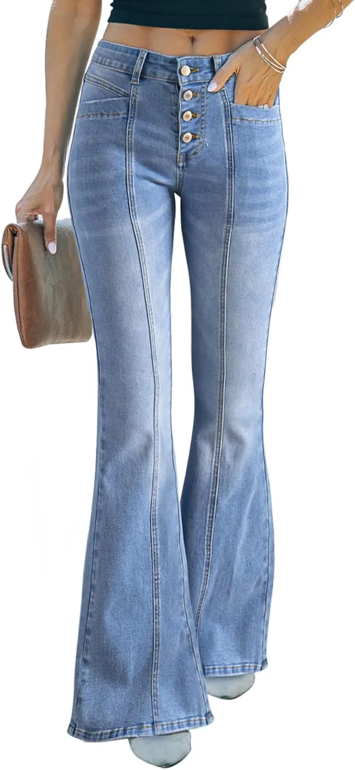 

Женские джинсы Sidefeel с высокой талией и расклешенными штанинами