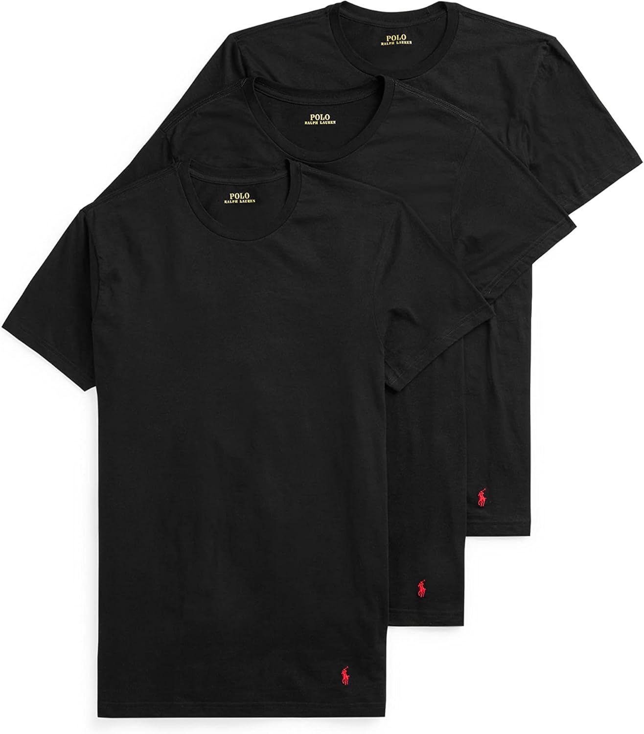 

POLO RALPH LAUREN Мужская классическая майка с влагоотводящим эффектом, 3 штуки, Crews, Polo Black/Red - 3 Pack